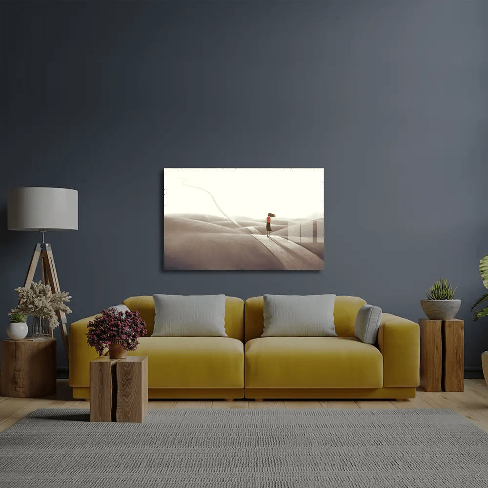 Success Hope Way Ambition Woman Floating Road Glass Wall Art - CreoGlass E-Shop