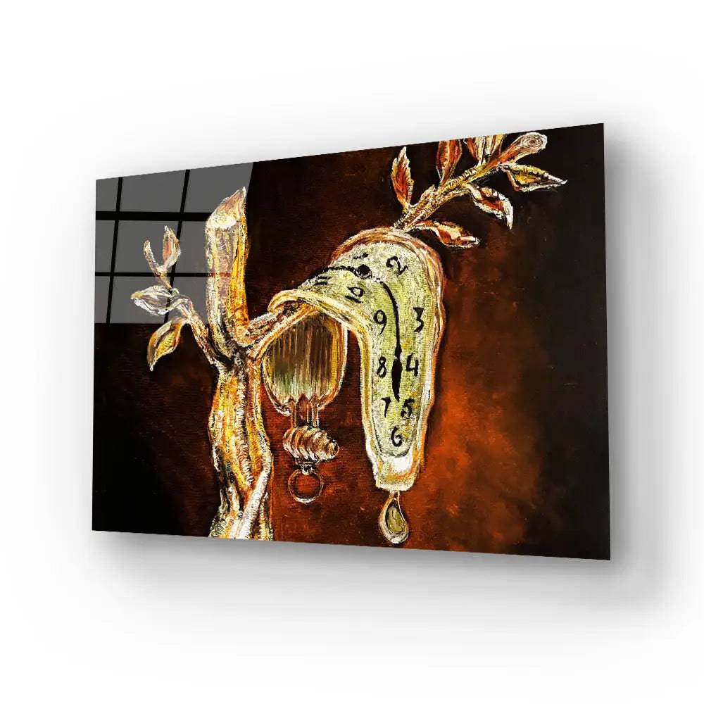 The Memory Constancy Brooch Gold Diamonds Enamel Watch Glass Wall Art - CreoGlass E-Shop