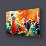 Traditional Folk Dance Woman Dancing Big Hall Glass Wall Art - CreoGlass E-Shop