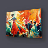 Traditional Folk Dance Woman Dancing Big Hall Glass Wall Art - CreoGlass E-Shop