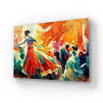 Traditional Folk Dance Woman Dancing Big Hall Glass Wall Art - CreoGlass E-Shop