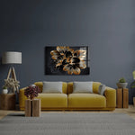 Vintage Luxury Seamless Floral Background Golden Lilies Flower Glass Wall Art - CreoGlass E-Shop