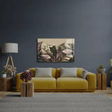 Vintage Tropical Green Brown Leaves Glass Wall Art - CreoGlass E-Shop