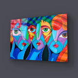 Woman Cubism Face Girl Portrait Glass Wall Art - CreoGlass E-Shop