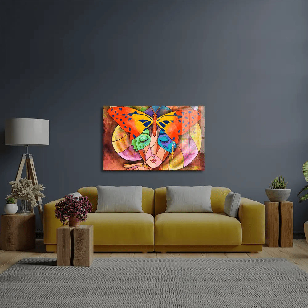 Woman Cubism Face Glass Wall Art - CreoGlass E-Shop