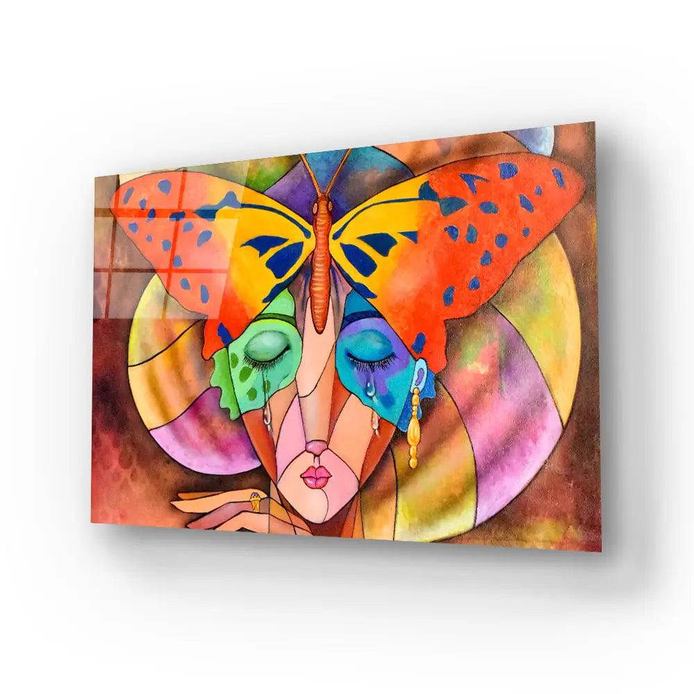 Woman Cubism Face Glass Wall Art - CreoGlass E-Shop