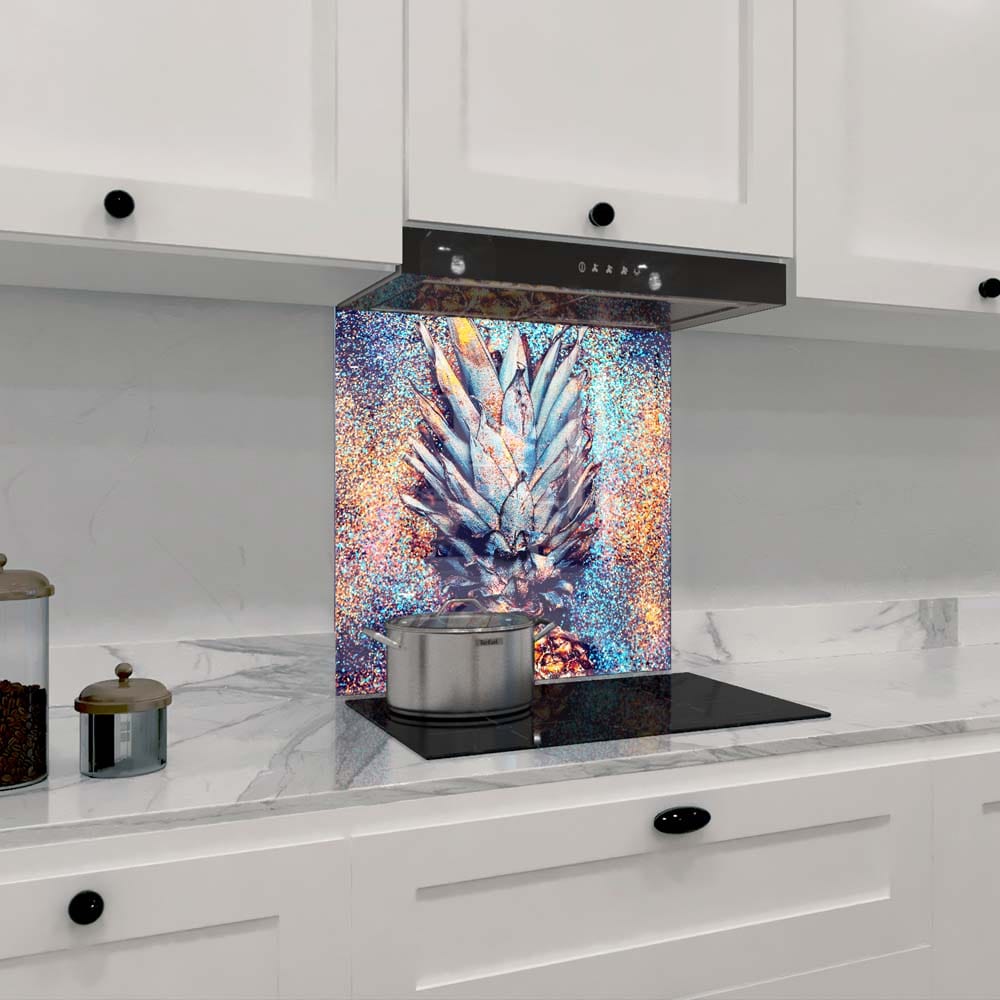 Glitter Pineapple Glass Kitchen Splashback