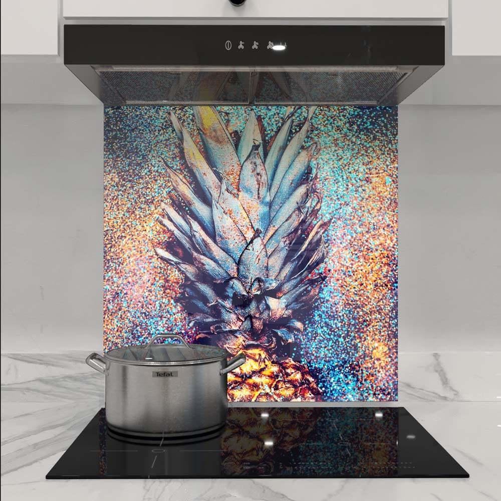 Glitter Pineapple Glass Kitchen Splashback
