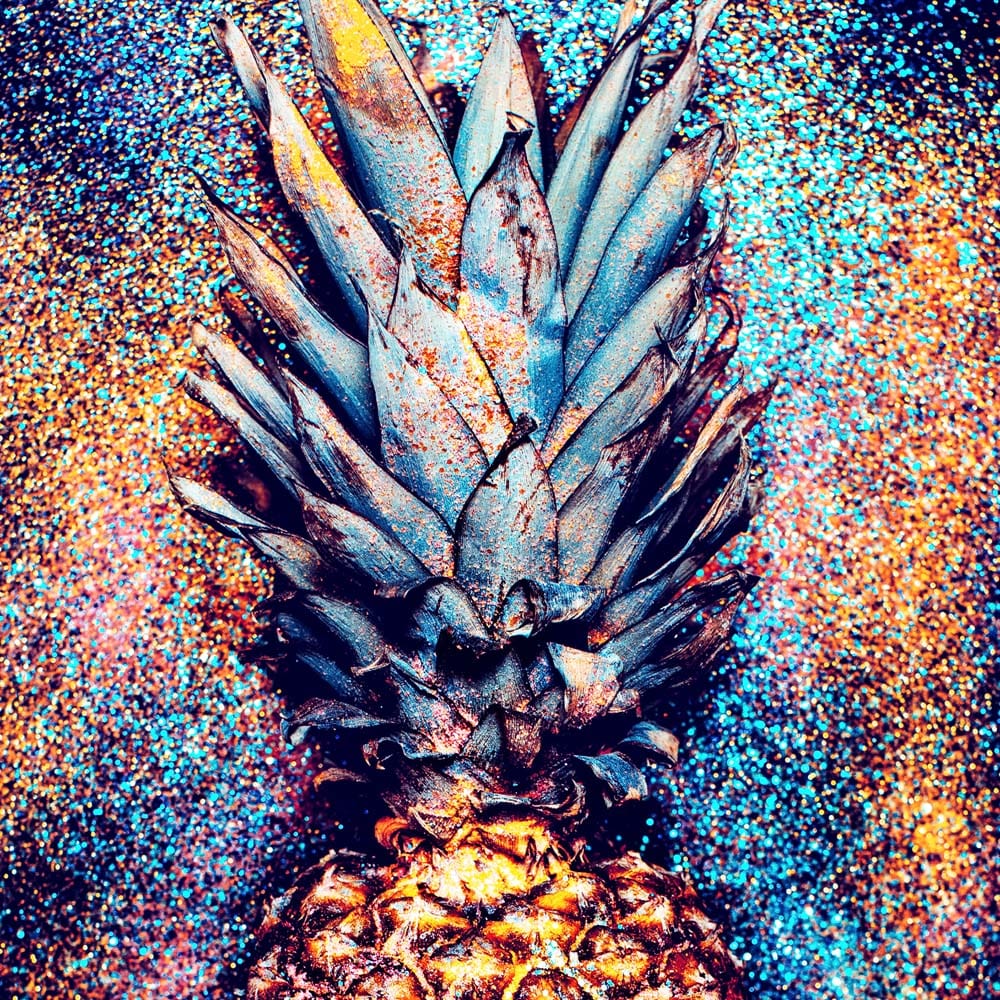 Glitter Pineapple Glass Kitchen Splashback