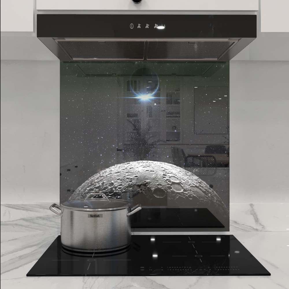 Moon and Earth Eclipse Glass Kitchen Splashback