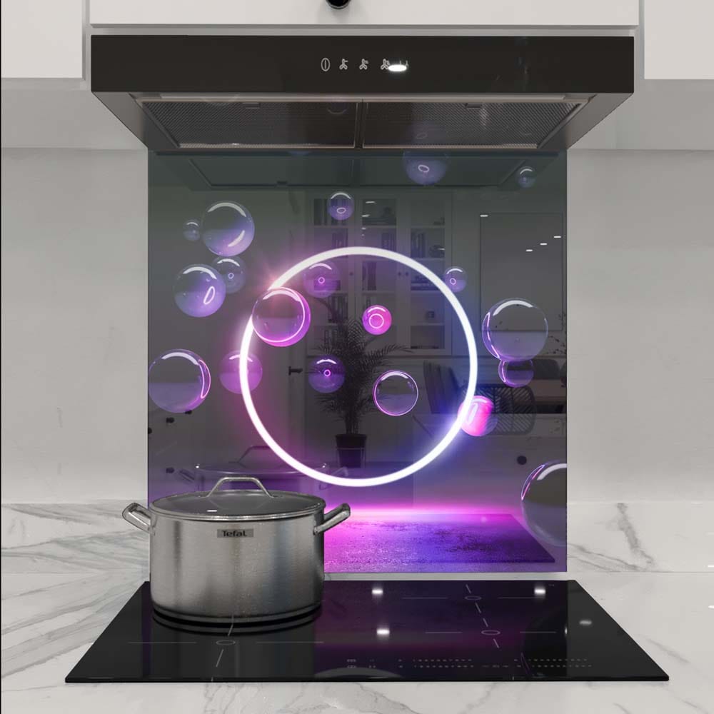 Neon Bubbles Glass Kitchen Splashback