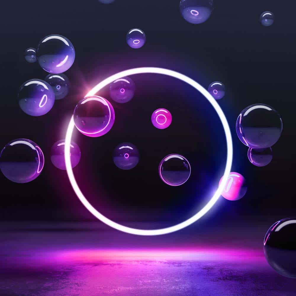 Neon Bubbles Glass Kitchen Splashback