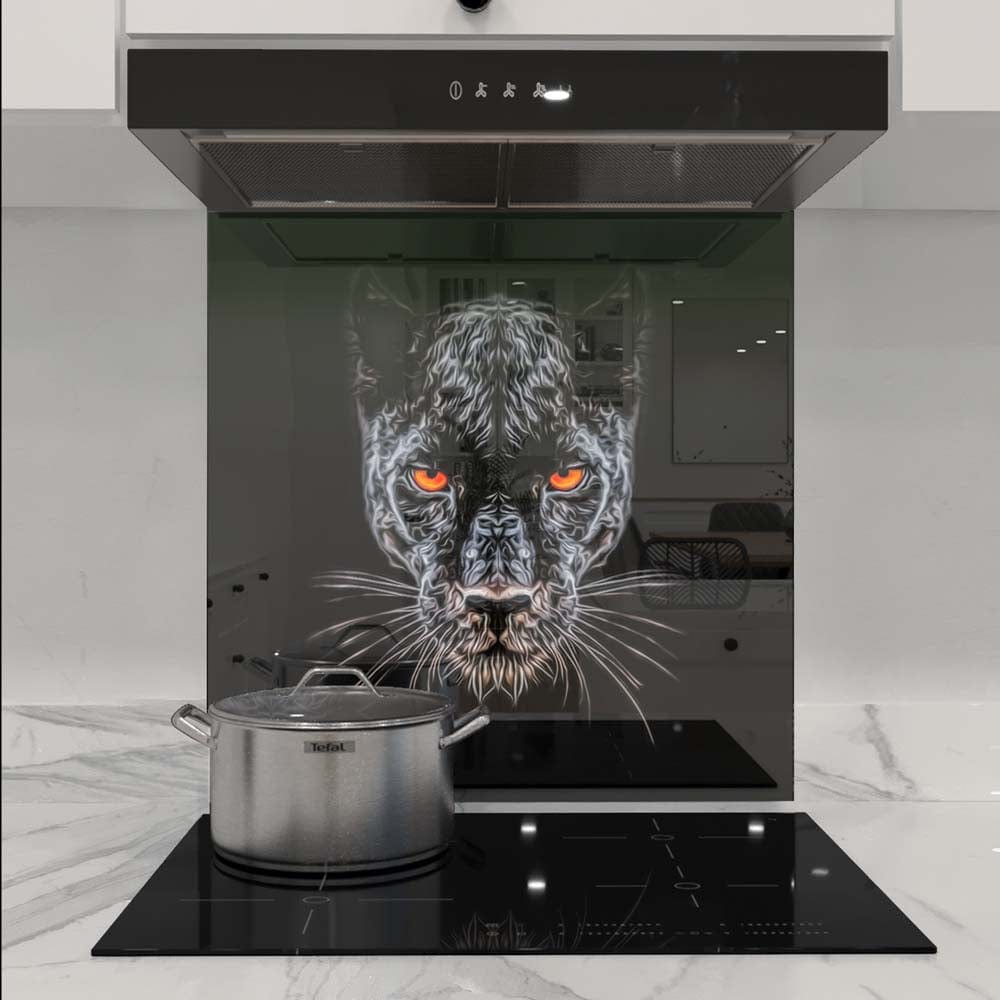 Orange Eyes Panther Glass Kitchen Splashback