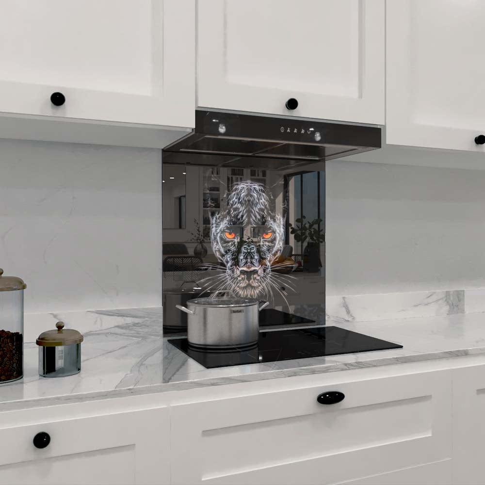 Orange Eyes Panther Glass Kitchen Splashback