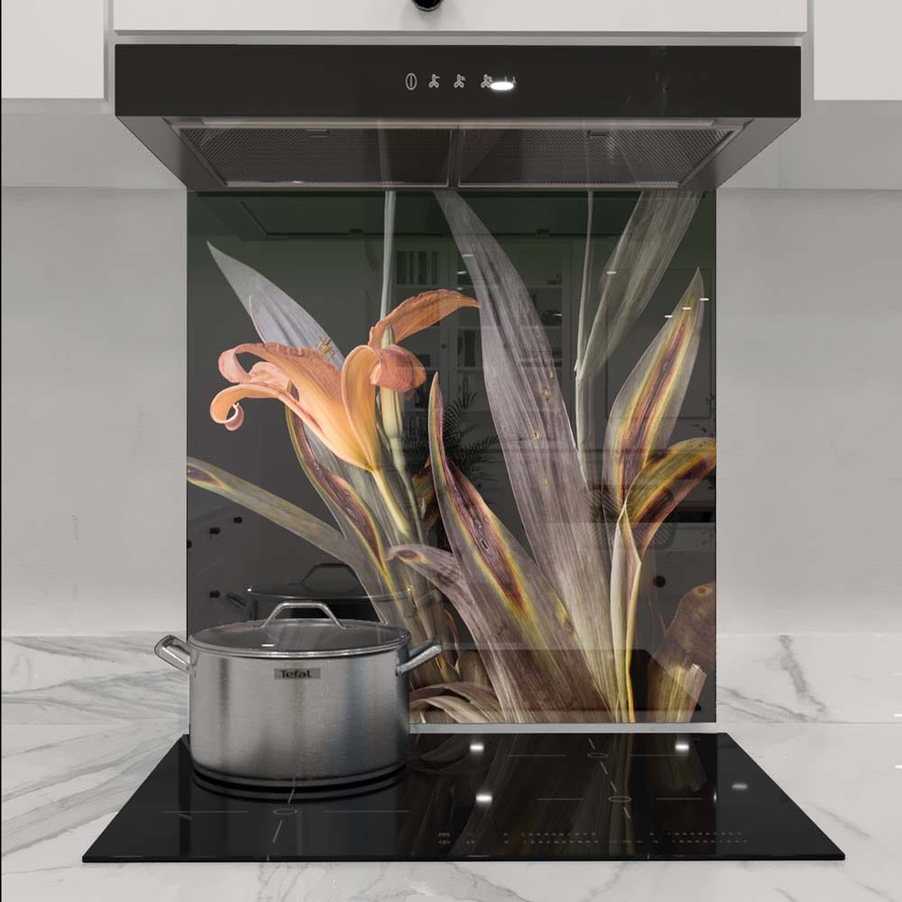 Orange Lily Glass Kitchen Splashback
