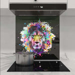 Paint Splash Lion Glass Kitchen Splashback