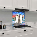 Penguin Family Glass Kitchen Splashback