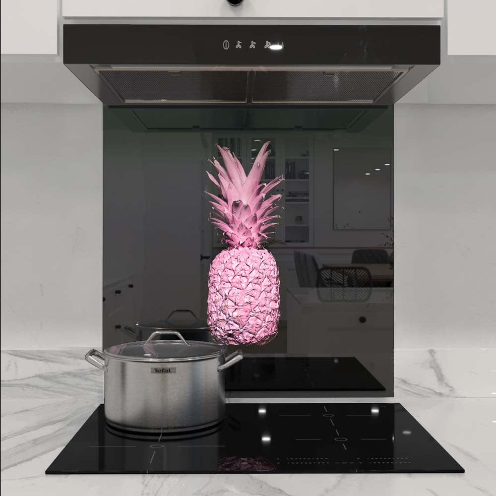 Pink Pineapple Glass Kitchen Splashback