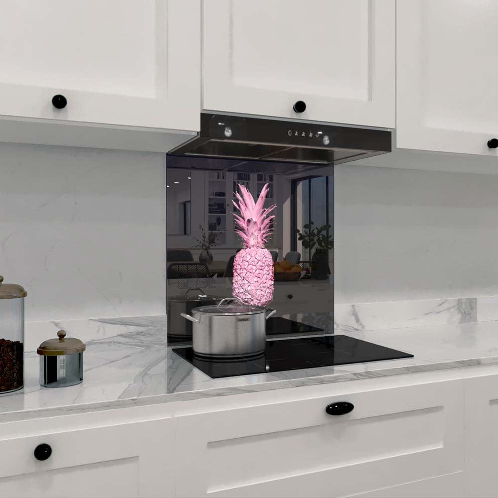 Pink Pineapple Glass Kitchen Splashback
