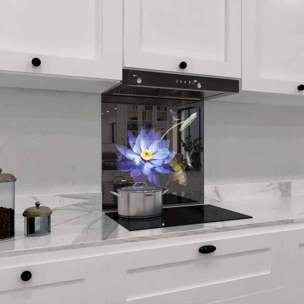 Purple Lotus Glass Kitchen Splashback