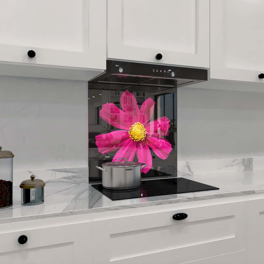 Red Daisy Glass Kitchen Splashback