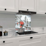 Red Umbrellas in London Glass Kitchen Splashback