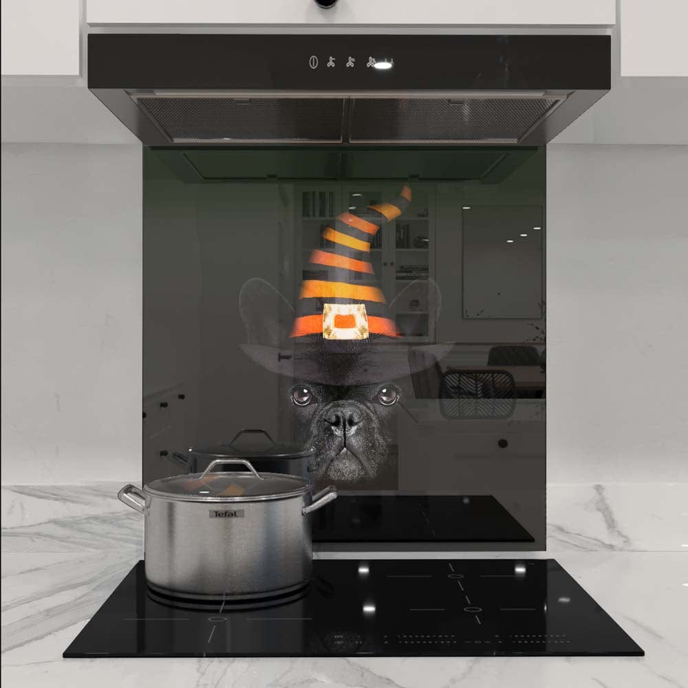 Spooky Pug Glass Kitchen Splashback