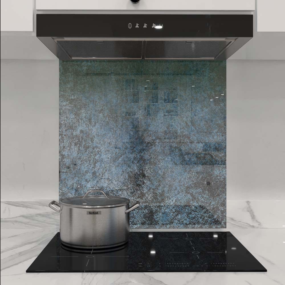 Textured Blue Glass Kitchen Splashback