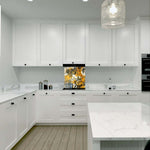 White and Yellow Flowers Glass Kitchen Splashback
