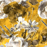 White and Yellow Flowers Glass Kitchen Splashback