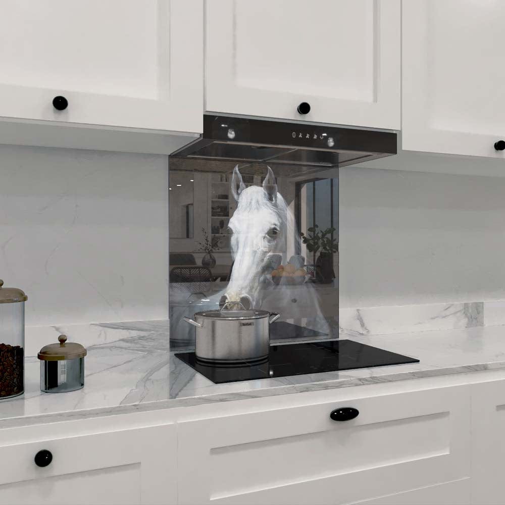 White Horse Glass Kitchen Splashback