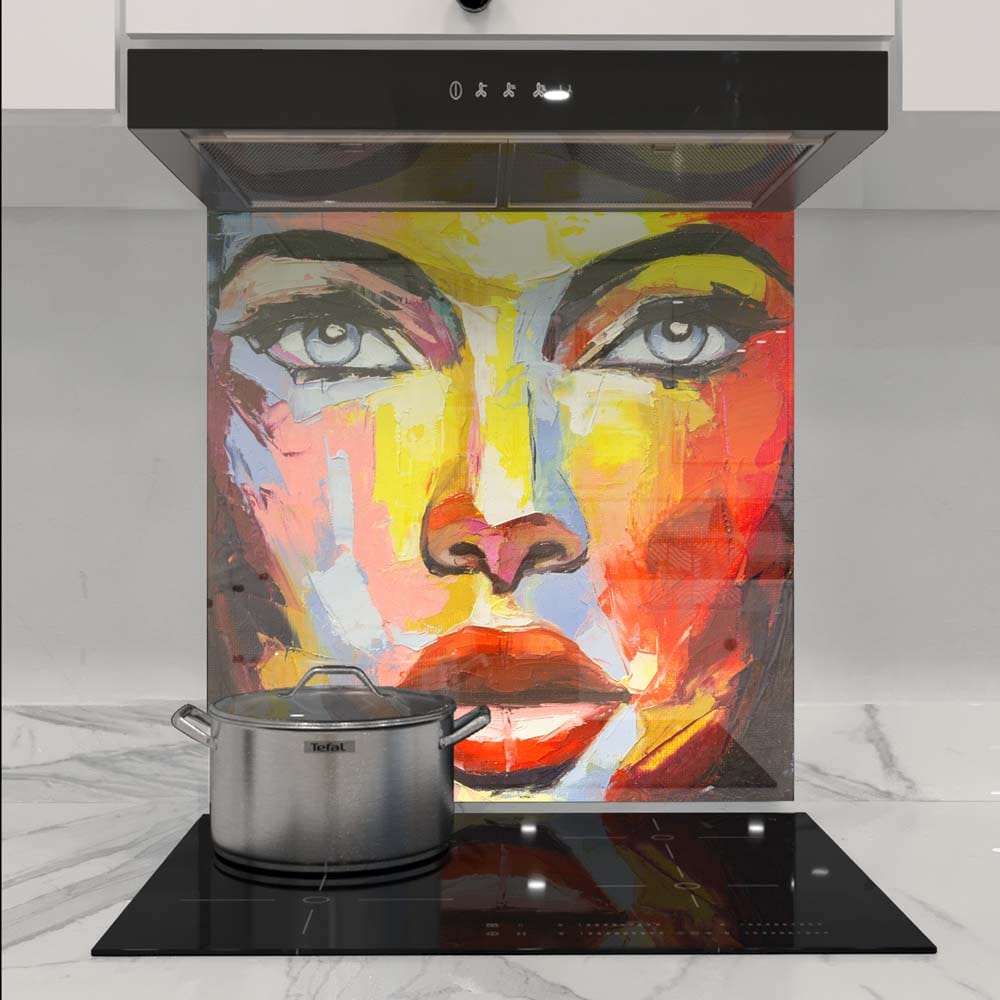 Woman Painting Glass Kitchen Splashback