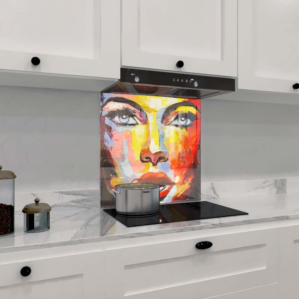 Woman Painting Glass Kitchen Splashback