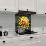 Yellow Dahlia Glass Kitchen Splashback